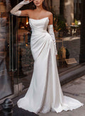 Chic Strapless  Sequined Wedding Dresses With Detachable Sleeves