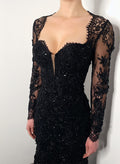 Trumpet/Mermaid Sweetheart Long Sleeves Black Lace Wedding Dresses