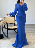 V-Neck Trumpet/Mermaid Long Sleeves Mother Of The Bride Dresses