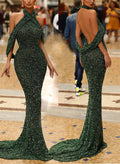 Sexy Open Back Sequined Trumpet/Mermaid Prom Dresses