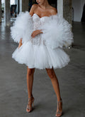 A-Line Sweetheart Short/Mini Sequined Wedding Dresses