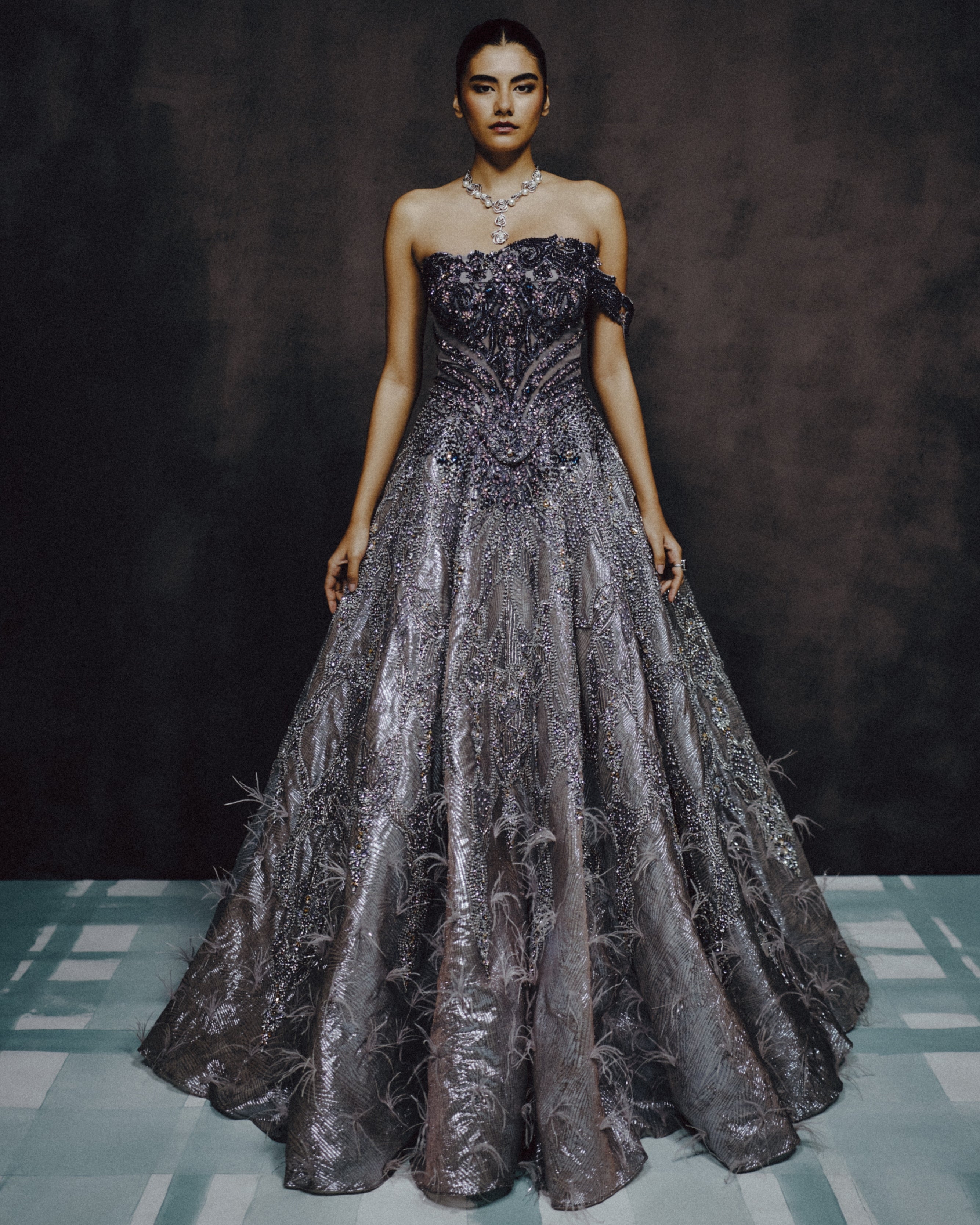 Nocturne Silverdust Ball Gown By KYNAH, Luxury Indian Fashion & Bridal Wear