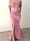 Trumpet/Mermaid Off-The-Shoulder Prom Dresses With Split Front