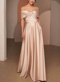Off-The-Shoulder A-Line Satin Evening Dresses