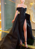 Simple Off-The-Shoulder Court Train Prom Dresses