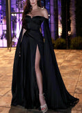 Off-The-Shoulder A-Line Pleated Evening Dresses
