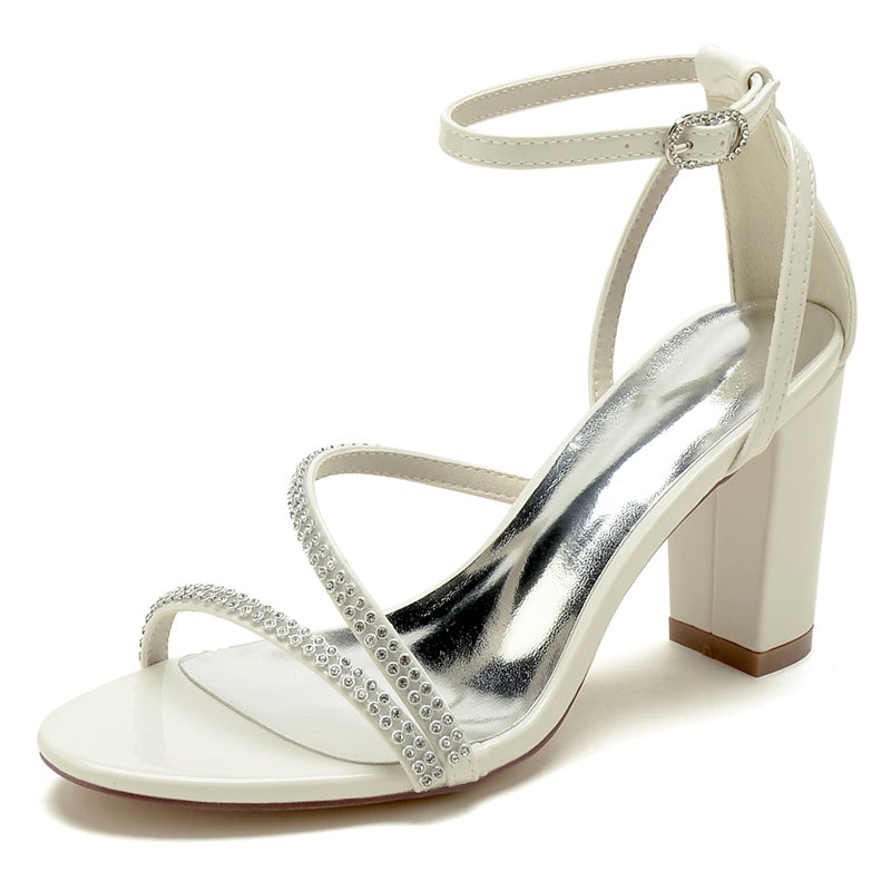 Open Toe Ankle Strap Heel Wedding Shoes/Party Shoes With Rhinestone