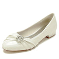 Closed Toe Patent Leather Low Heel Wedding Shoes/Party Shoes With Rhinestone