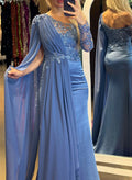 Sheath/Column One-Shoulder Silk Like Satin Evening Dresses With Sequins