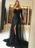 Mermaid Off-The-Shoulder Long Sleeves Wedding Dresses With Split Front