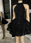 Halter Sleeveless Short/Mini Sequined Cocktail Dresses