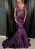V-Neck Lace Trumpet/Mermaid Evening Dresses
