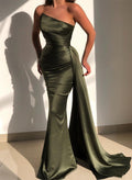 Trumpet/Mermaid Strapless Sleeveless Silk Like Satin Evening Dresses