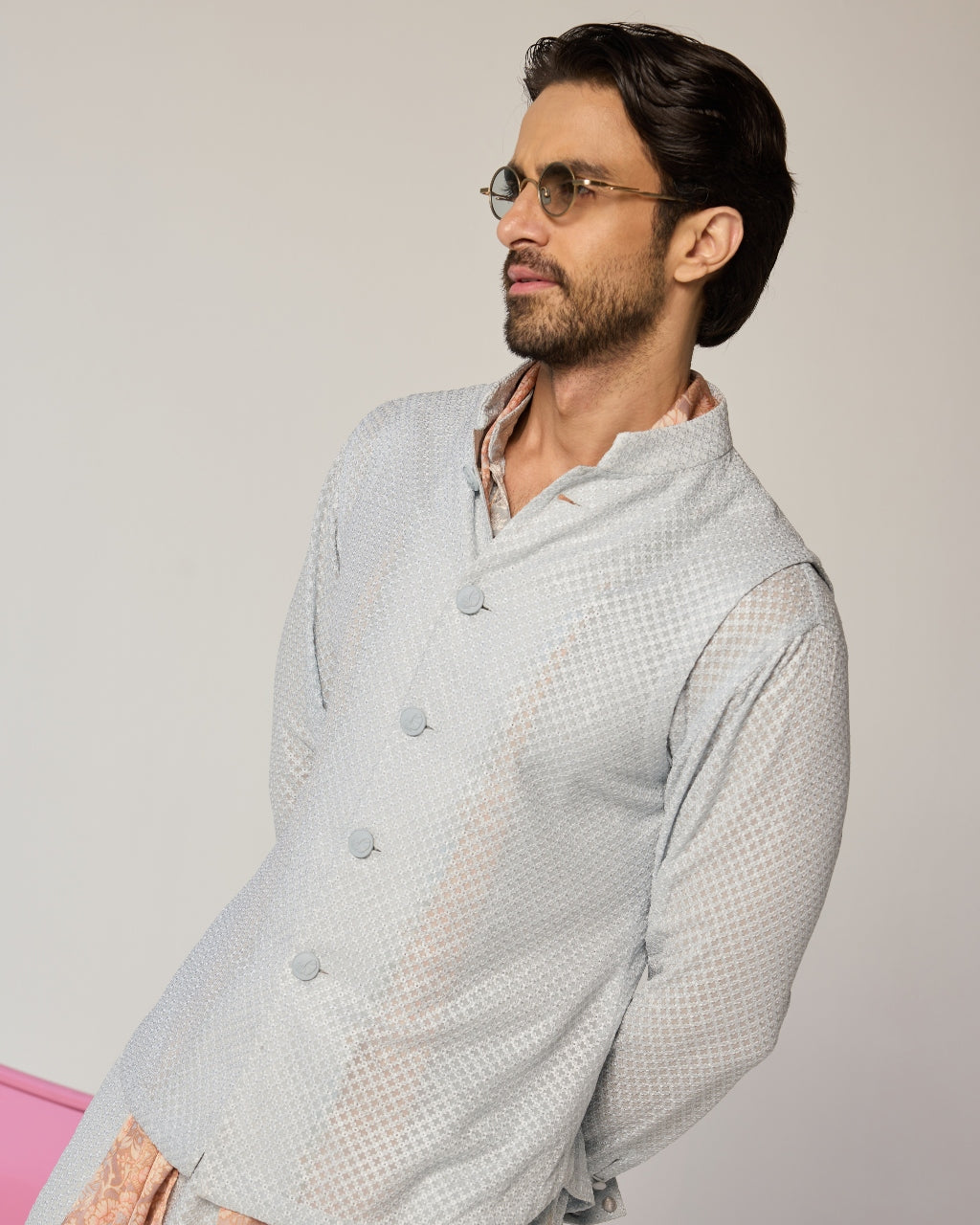 Square Nehru Jacket Set By KYNAH, Luxury Indian Fashion & Bridal Wear