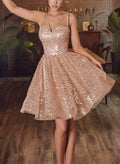 Ball-Gown Sleeveless Knee-Length Sequined Cocktail Dresses