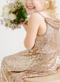 A-Line Scoop Neck Sleeveless Ankle-Length Sequined Junior Bridesmaid Dresses