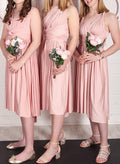 A-Line Sleeveless Tea-Length Silk Like Satin Junior Bridesmaid Dresses