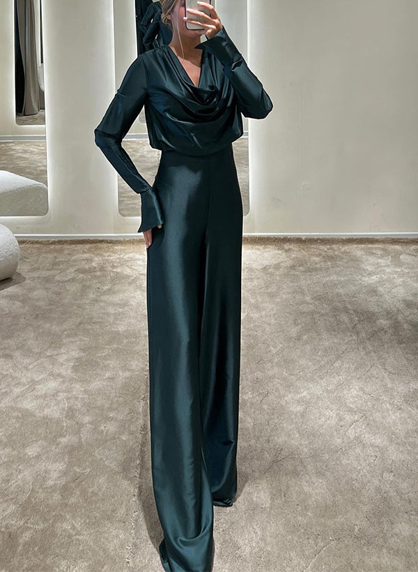 Jumpsuit/Pantsuit Cowl Neck Silk Like Satin Mother Of The Bride Dresses