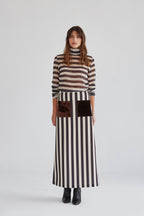 Falda Claudia rayas negro-beis