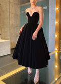 A-Line Sweetheart Sleeveless Tea-Length Velvet Cocktail Dresses