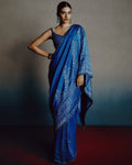 Azure-Teal Heritage Sari By KYNAH, Luxury Indian Fashion & Bridal Wear