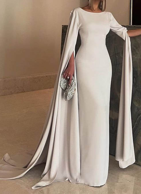Simple Elegant Sheath/Column Cape Evening Dresses