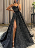 Ball-Gown Sweetheart Sleeveless Tulle Prom Dresses With Split Front