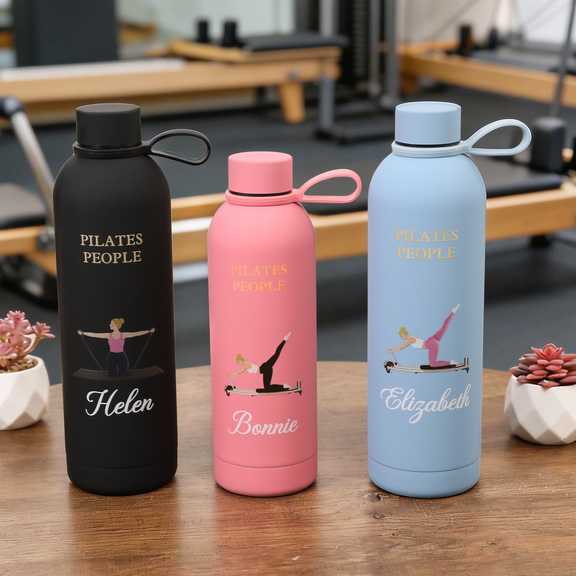 Personalizada Pilates Cartoon Personaje 17 oz 25 oz Botella de agua con nombre Regalo de cumpleaños para las mujeres Pilates Amantes