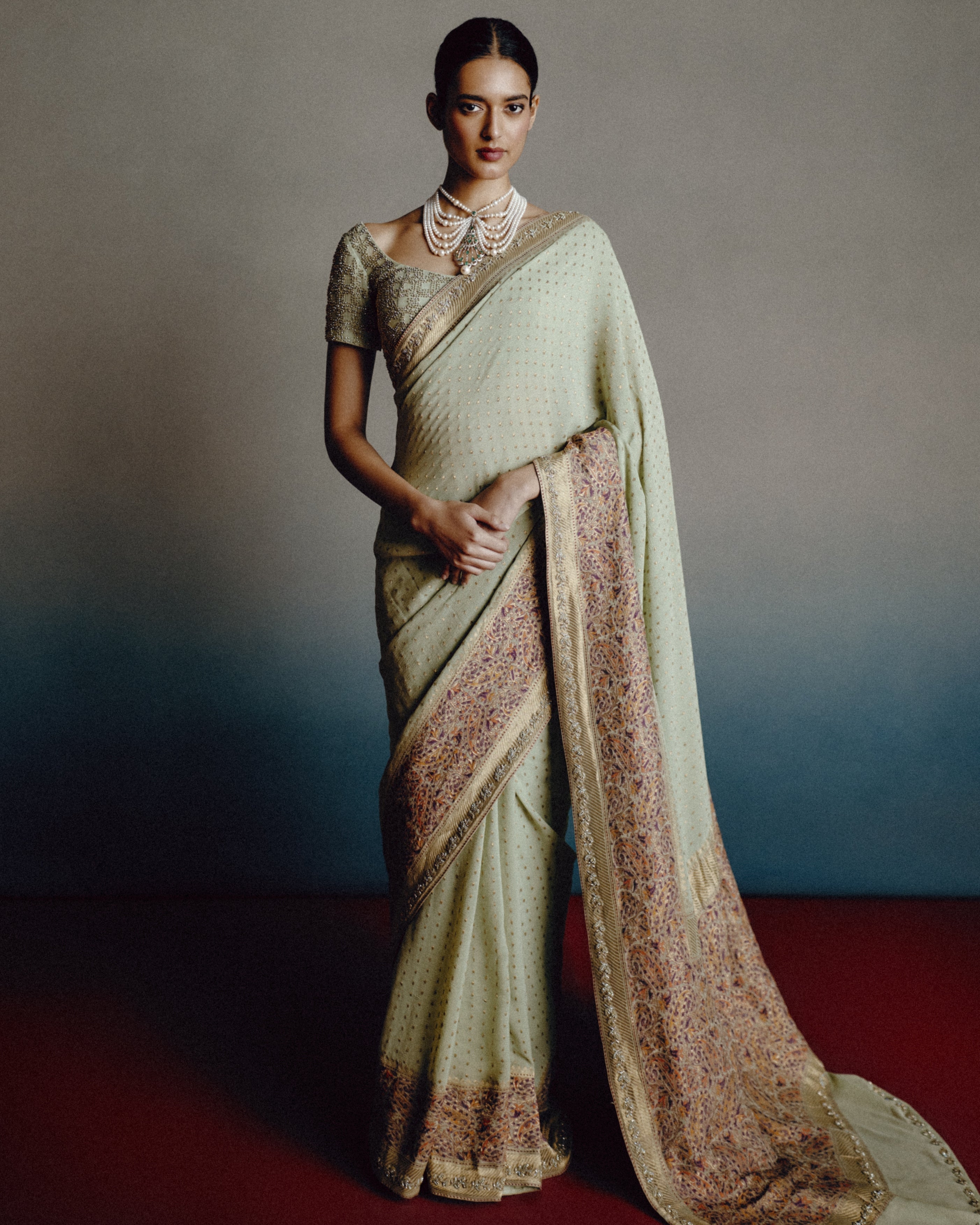 Pistachio Eden Sari By KYNAH, Luxury Indian Fashion & Bridal Wear