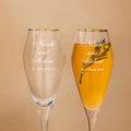 Juego de 2 copas de champán tulipán con monograma grabado en oro para recién casados, regalo de aniversario de boda
