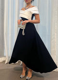 A-Line Off-The-Shoulder Sleeveless Elastic Satin Cocktail Dresses