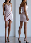 Sheath/Column Sweetheart Sleeveless Silk Like Satin Cocktail Dresses
