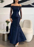 Trumpet/Mermaid Off-The-Shoulder Long Sleeves Sequined Evening Dresses