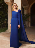 Asymmetrical Long Sleeves Elastic Satin Mother Of The Bride Dresses