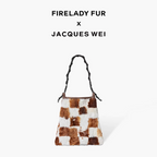 Retro fashionable versatile stitching contrasting checkerboard shoulder bag wool bag