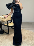 Sheath/Column One-Shoulder Elastic Satin Mother Of The Bride DressesWith Bow(s)