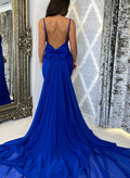 Trumpet/Mermaid V-Neck Sleeveless Chiffon Prom Dresses With Bow(s)