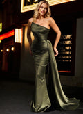 Trumpet/Mermaid Strapless Sleeveless Silk Like Satin Prom Dresses