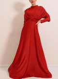 A-Line High Neck Long Sleeves Silk Like Satin Mother Of The Bride Dresses