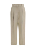 Brunello Cucinelli Pantalón plisado de lino — Beige