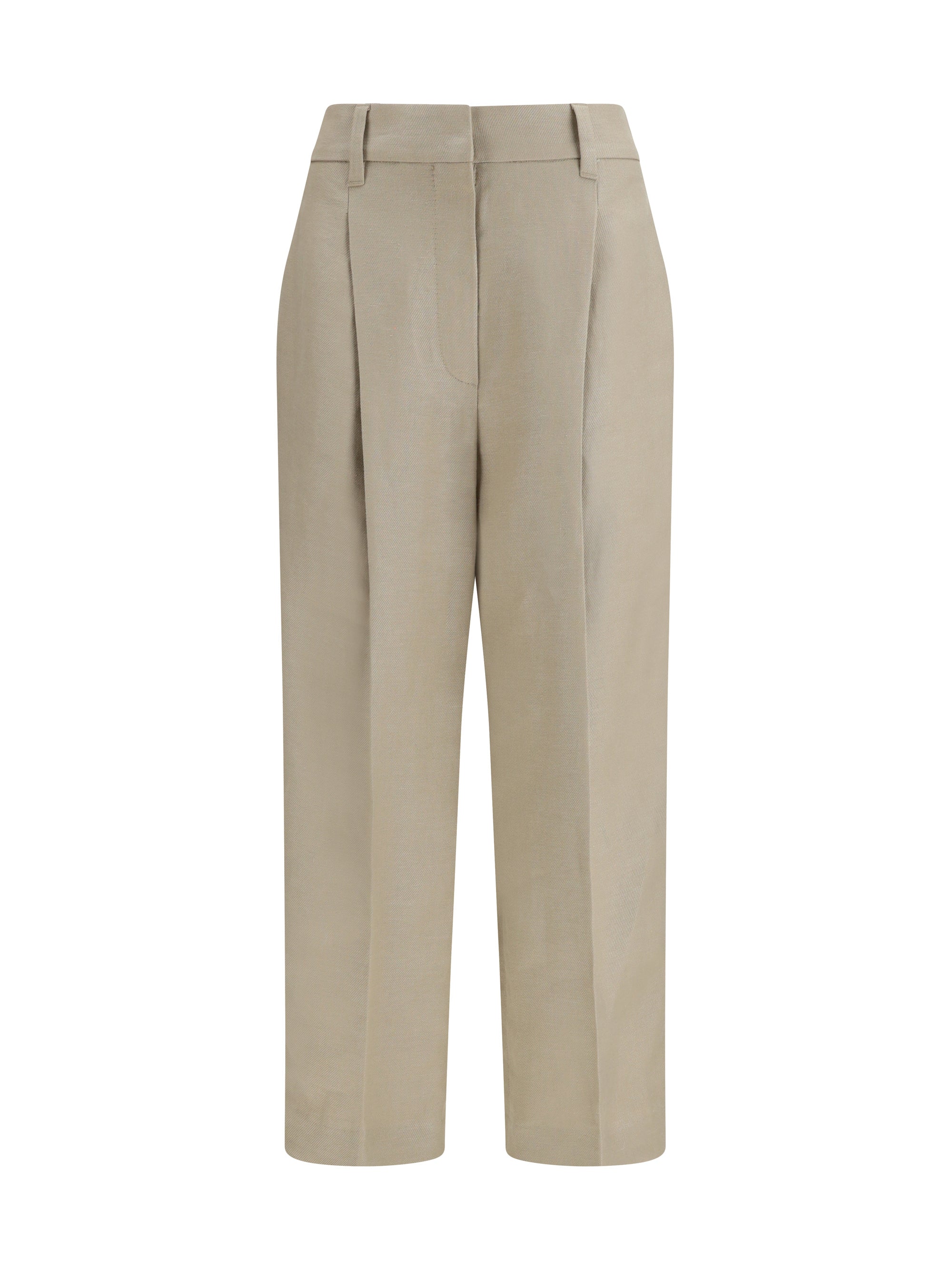 Brunello Cucinelli Pantalón plisado de lino — Beige