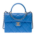 Chanel Mini Top Handle Flap Bag — Blue