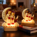 Personaje de dibujos animados personalizado Luna Corazón acrílico LED Luz de Noche con Nombre y Base de Madera Decoración de la Habitación Regalo de Cumpleaños para Niño Abuela