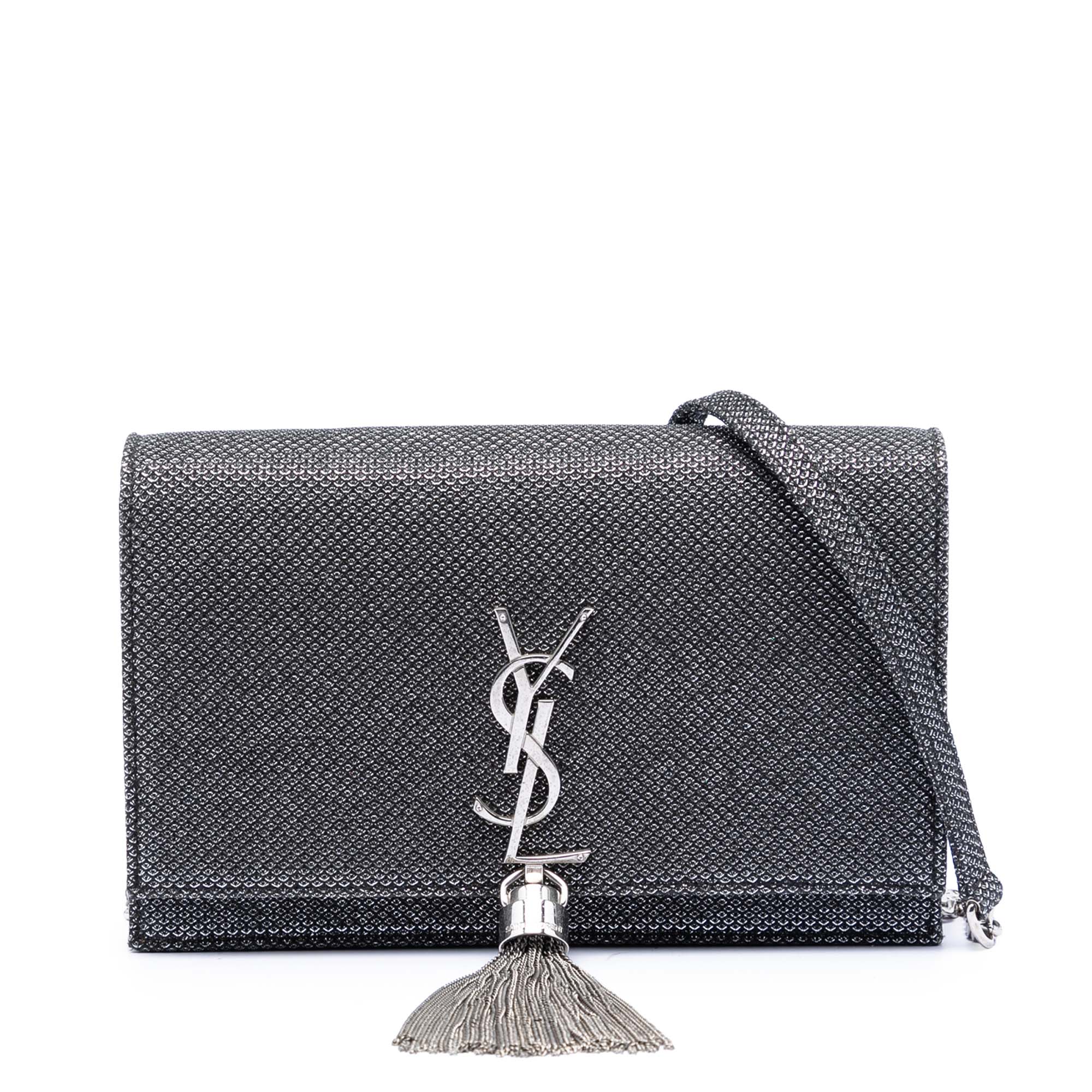 Metallic Mesh Monogram Tassel Kate Wallet on Chain