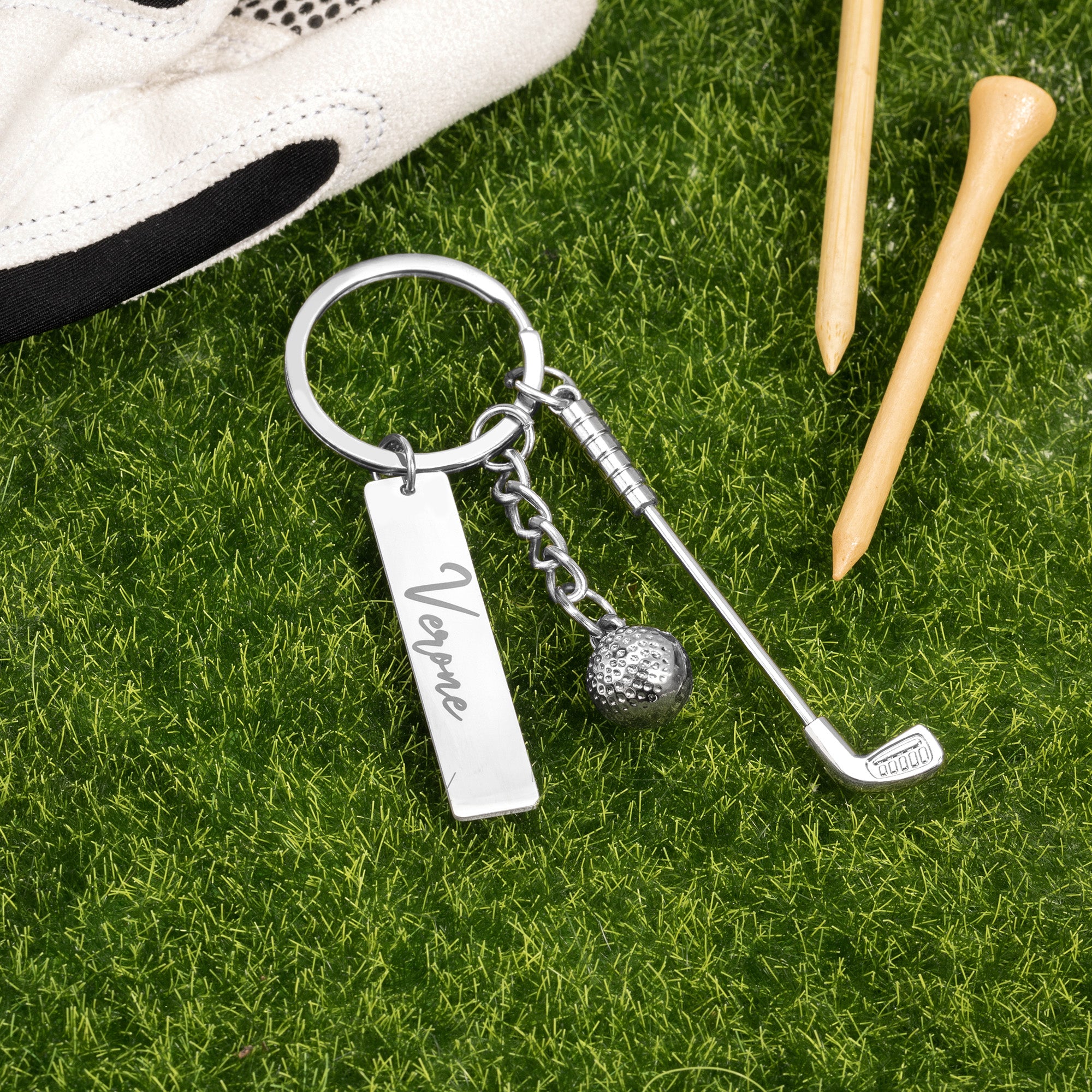 Palos de Golf Personalizados Llavero Etiqueta para Bolsa con Nombre Grabado Aniversario Cumpleaños Club Regalo para Amantes del Golf