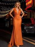 V-Neck Trumpet/Mermaid Jersey Evening Dresses