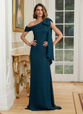 Asymmetrical Sleeveless Sweep Train Crepe Satin Mother Of The Bride Dresses