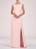 Sheath/Column V-Neck Sleeveless Elastic Satin Evening Dresses With Split Front