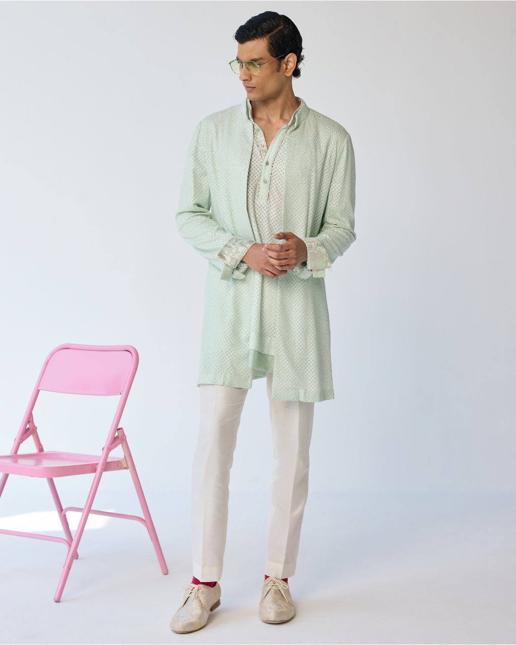 Square Open Achkan Set By KYNAH, Luxury Indian Fashion & Bridal Wear