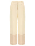 Tory Burch Crepe Crop Trousers — Cream